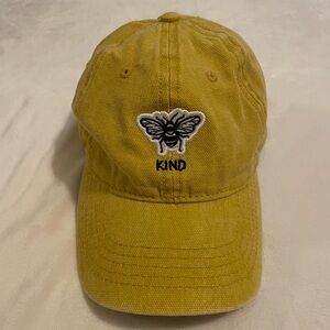 Cute Mustard Yellow Cap with Bee Embroidery